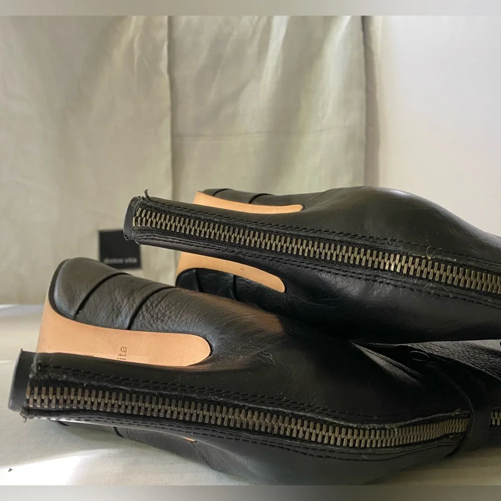 Dolce Vita black calfskin leather platform boots with back zip size 8 1/2 - Picture 10 of 16